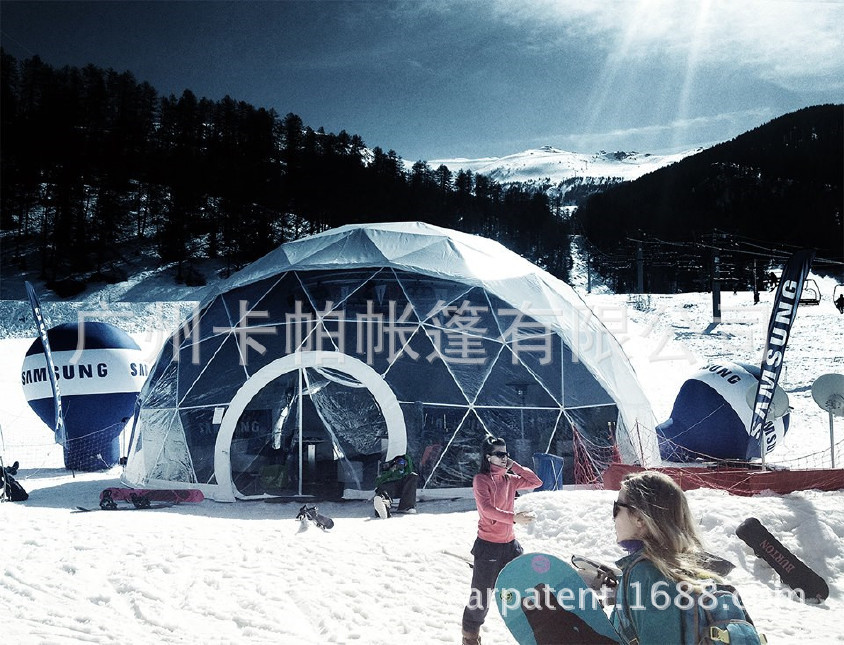 厂价供应气囊式双层膜材结构25米直径圆球形帐篷房示例图1