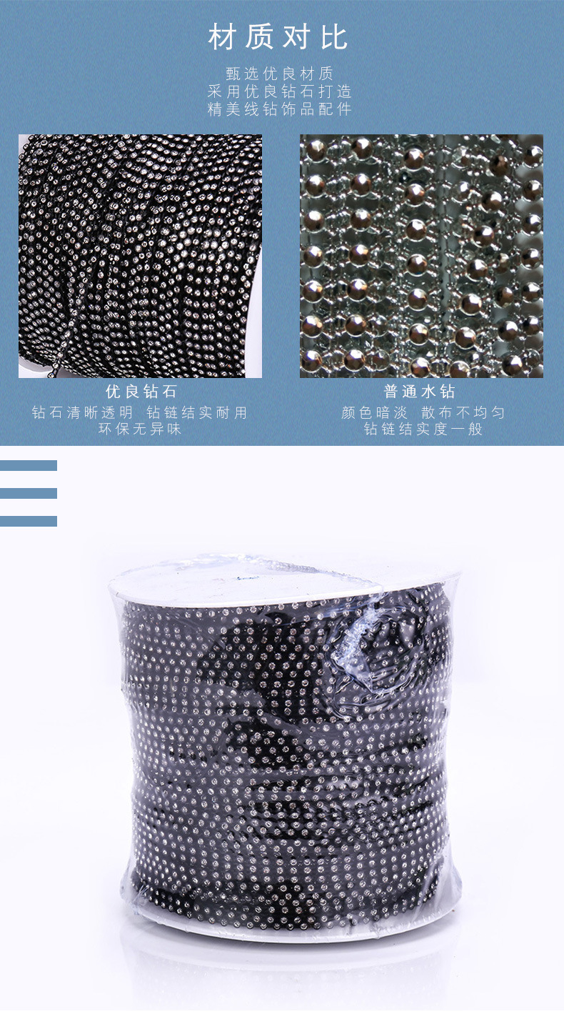 廠家直銷 SS5單排線鉆碼鏈 多色環保 2mm塑料底托鞋材沿條裝飾鉆示例圖5