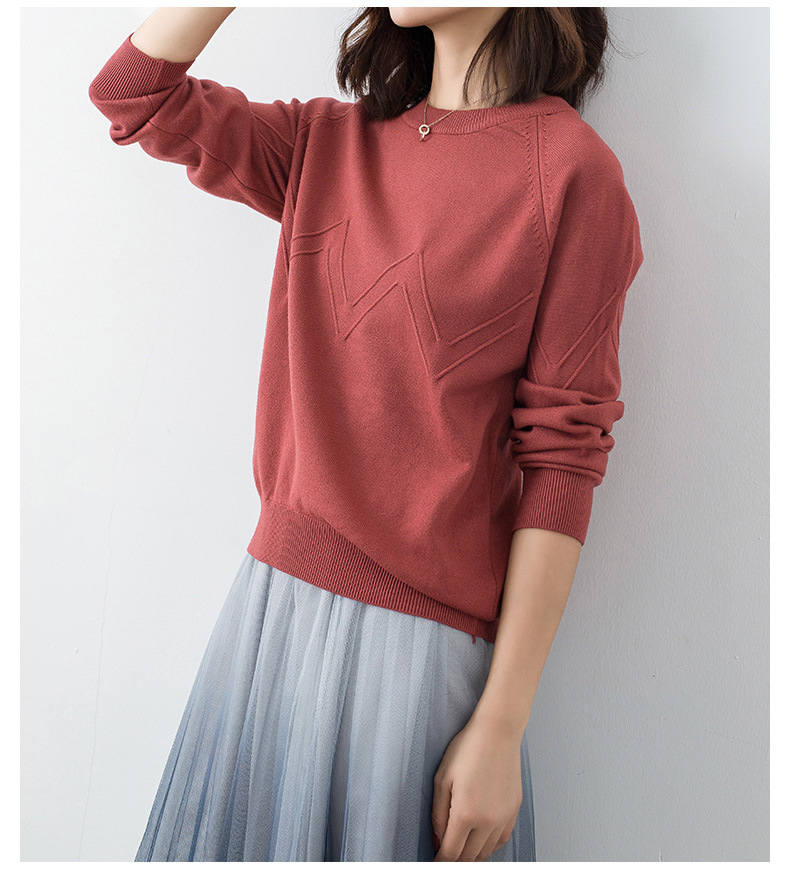 时尚2019秋季简约都市休闲韩版套头圆领宽松型女式针织衫示例图16