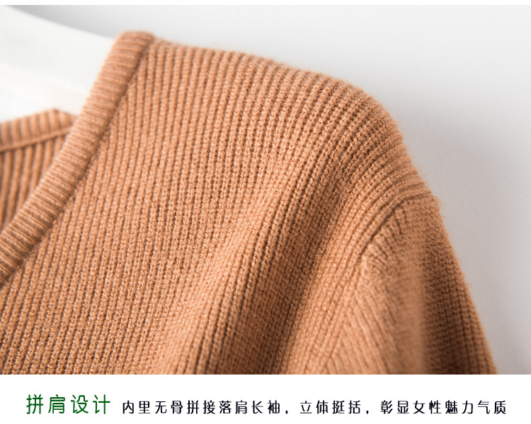 高端2019秋季OL气质韩版针织套头毛衣厚V字领宽松型女式针织衫示例图27