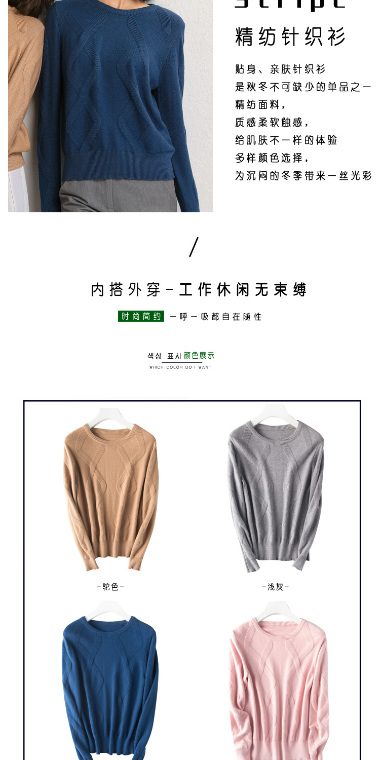 高端2019秋季名媛气质韩版针织套头圆领宽松型女式针织衫示例图1