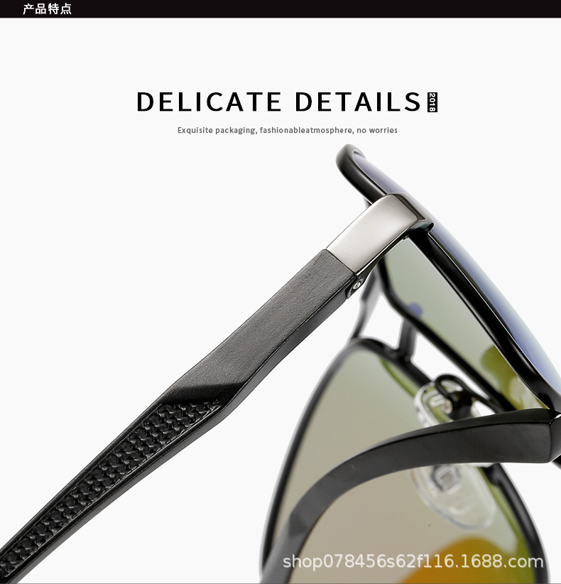 2018男士经典偏光太阳镜铝镁工艺脚太阳镜复古方形镜金属烤漆眼镜示例图7
