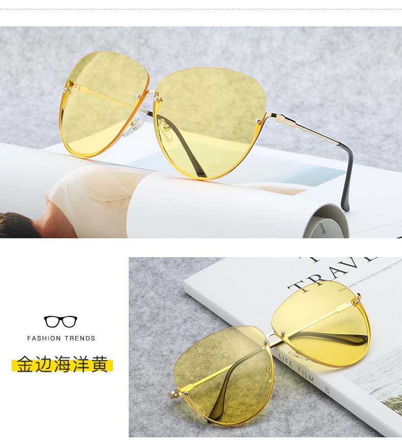 新款时尚复古金属框架PC镜片彩色太阳镜成人土豪金墨镜厂家批发示例图10