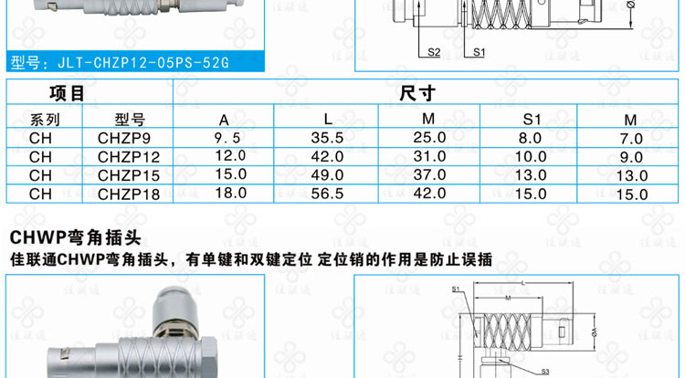 佳联通CHPBS 印制线路板 弯头双螺母航空插座 PCB焊接结针连接器示例图6