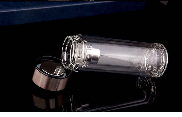厂家直供新款创意双层耐高温玻璃水杯 高硼硅玻璃杯透明定制logo示例图7