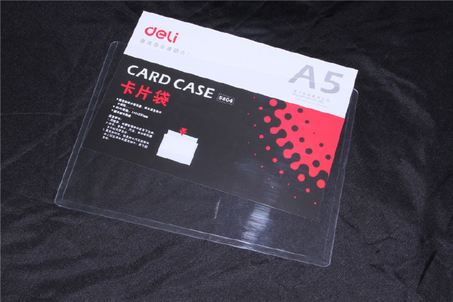 deli得力 硬胶套 A5透明硬卡套 PVC塑料套 卡片袋证件卡套5804横示例图5