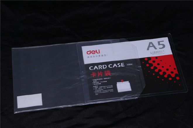 deli得力 硬胶套 A5透明硬卡套 PVC塑料套 卡片袋证件卡套5804横示例图7