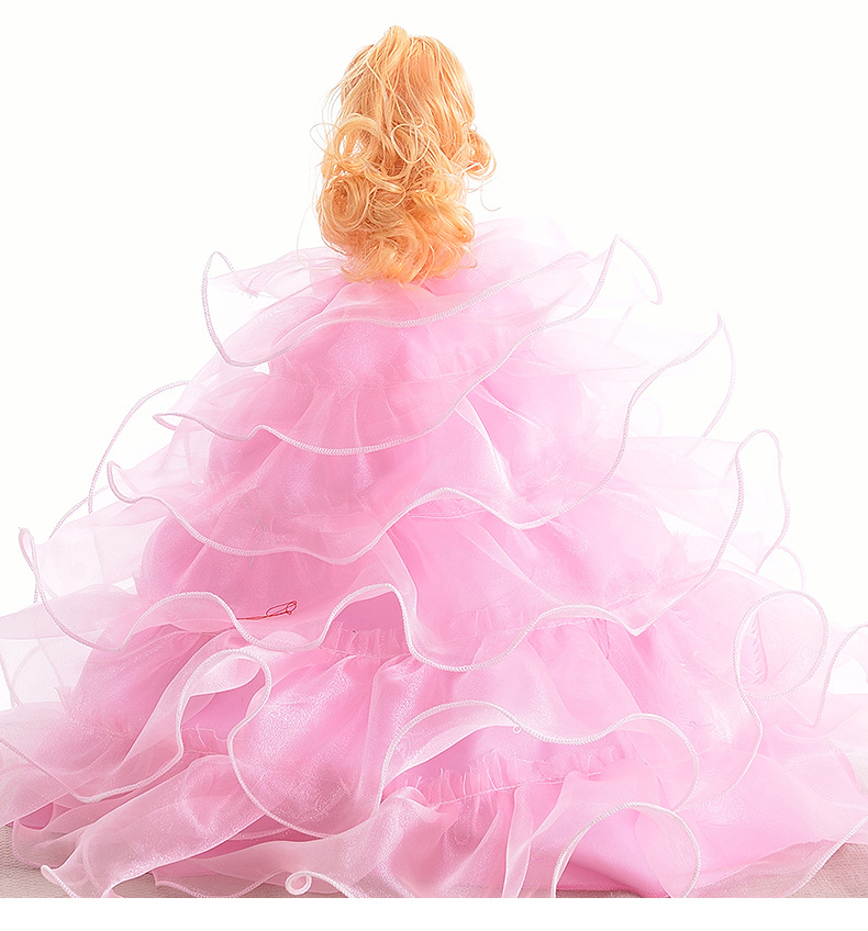 婚庆娃娃粉色系列婚纱 芭比公主洋娃娃长款修身裙 搪胶娃娃公主裙示例图17