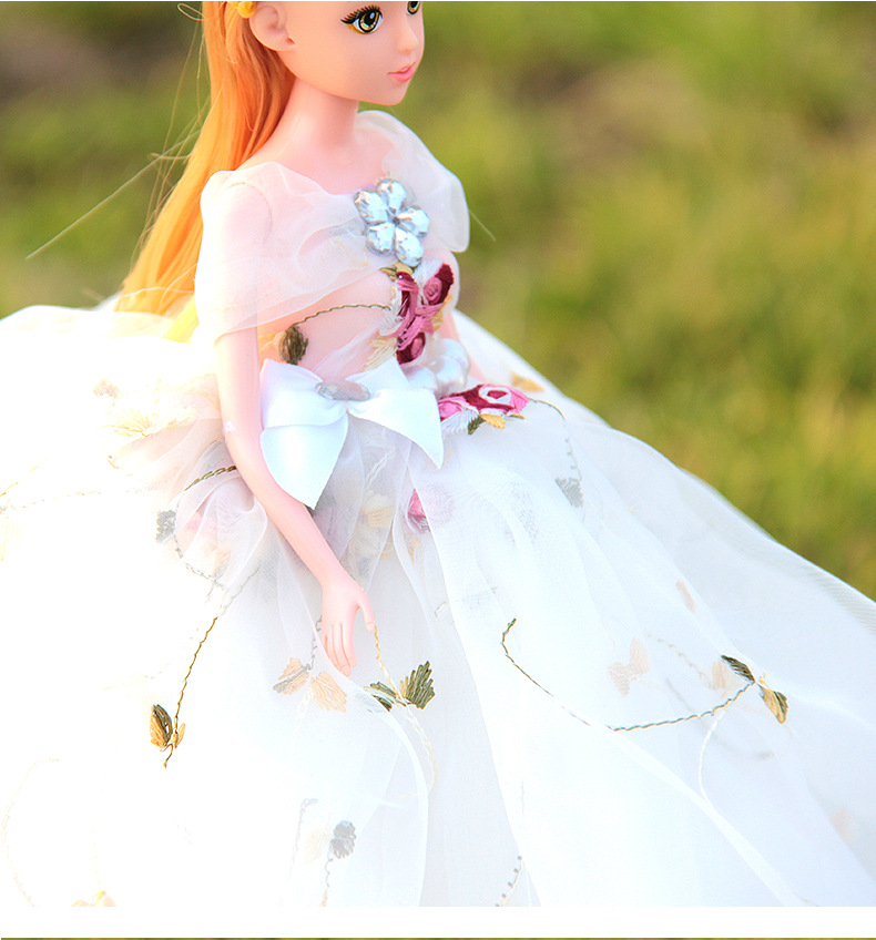 米色婚纱娃娃公主婚纱 女孩儿童节生日礼物摆件玩具示例图17