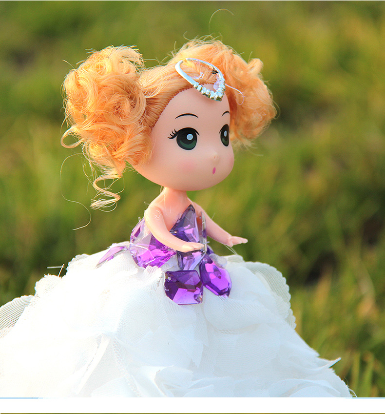 白色浪漫公主裙婚纱钻蕾丝立体花 女孩儿童节生日礼物摆件玩具示例图17