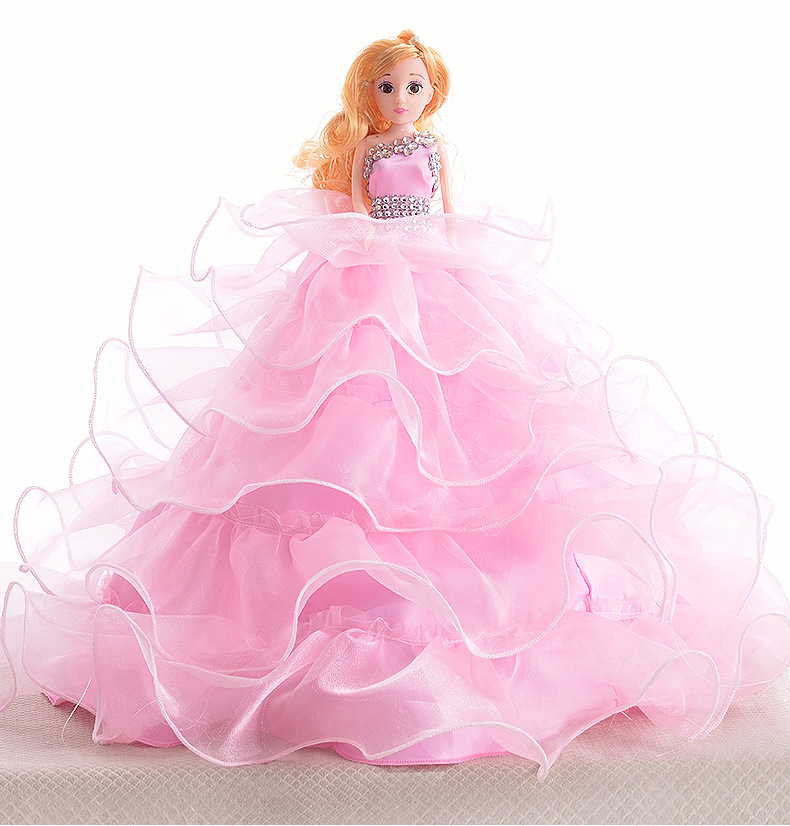 婚庆娃娃粉色系列婚纱 芭比公主洋娃娃长款修身裙 搪胶娃娃公主裙示例图13