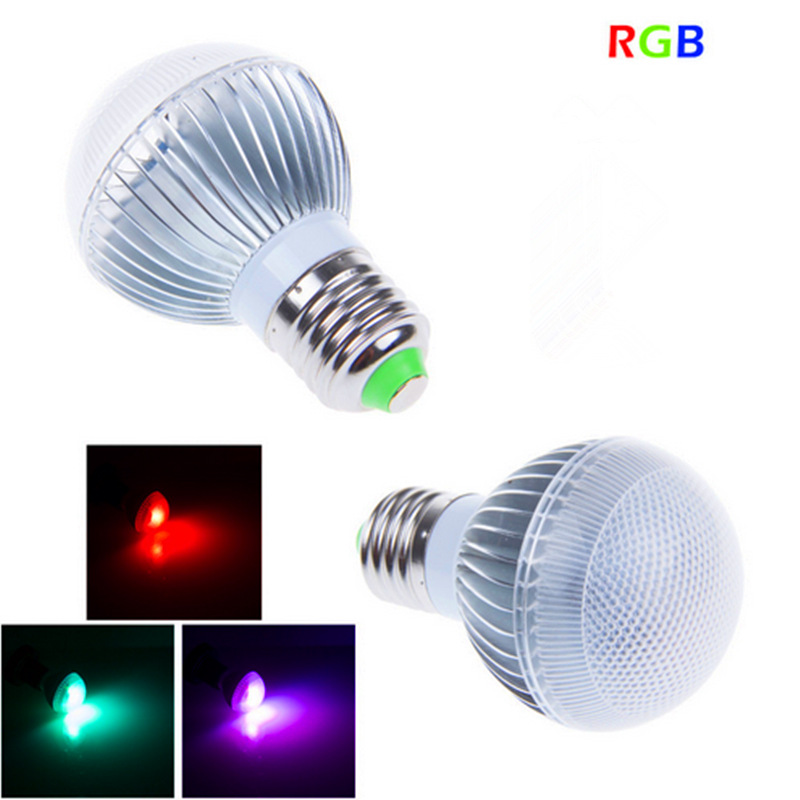 LED灯泡球泡灯RGB七彩节能灯 可遥控变色 E27大螺口3W 9W车铝球泡示例图8
