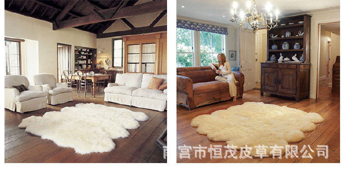 澳洲纯羊毛地毯客厅卧室羊皮床毯地毯地垫皮毛一体全皮整皮示例图13