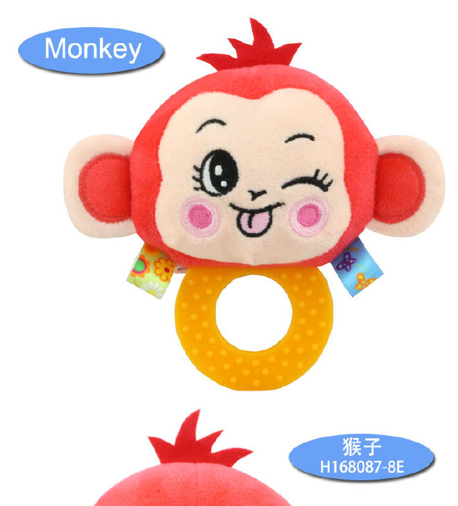 Happy Monkey新款婴儿毛绒玩具 八款BB牙胶婴幼儿安抚手摇铃 批发示例图17
