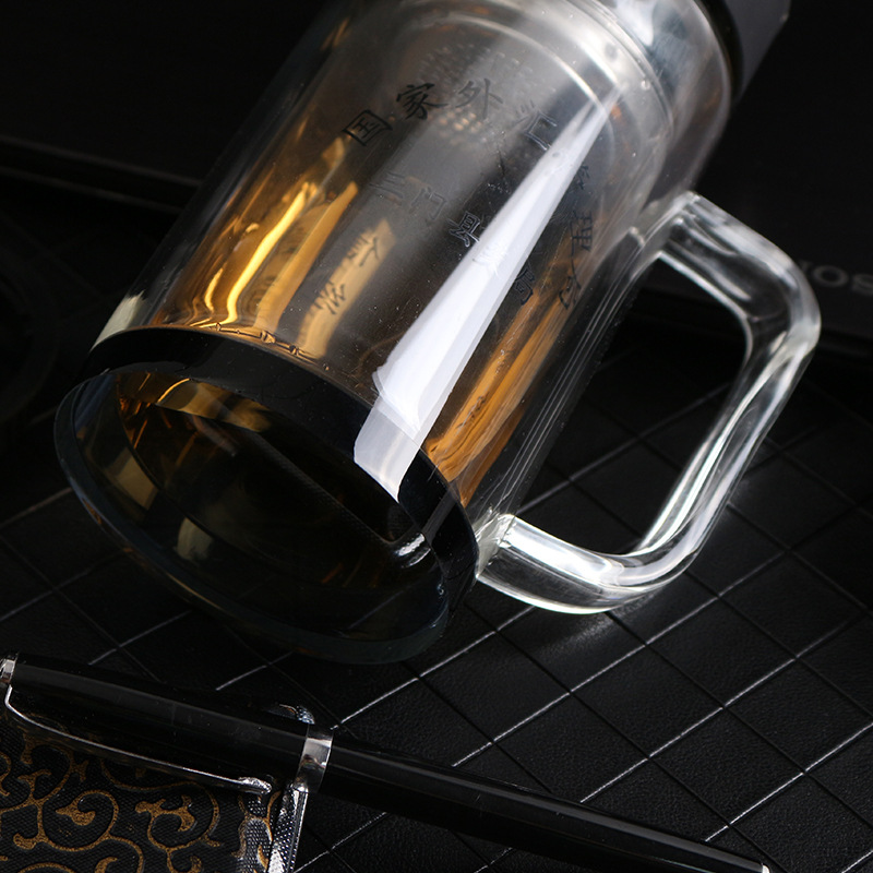 鸿德创意加厚玻璃杯带手把透明茶杯定制水杯广告刻字礼品百货批发示例图13