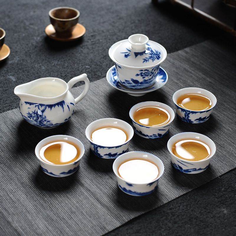 盖碗茶杯 茶碗大号茶具景德镇青花瓷泡茶碗陶瓷白瓷示例图9