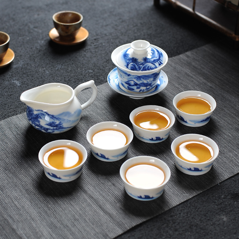 盖碗茶杯 茶碗大号茶具景德镇青花瓷泡茶碗陶瓷白瓷示例图10