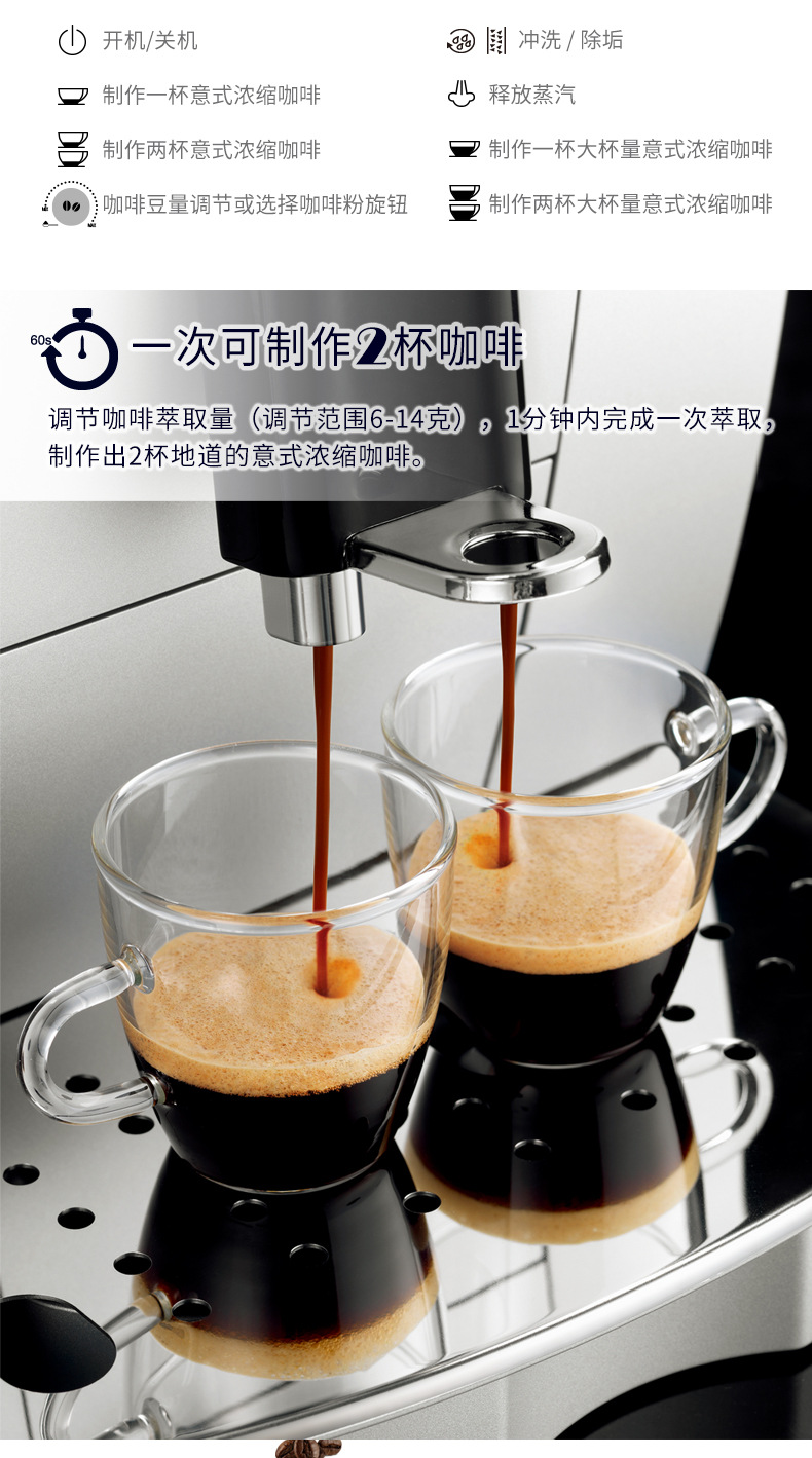 意大利Delonghi德龙咖啡机ECAM22.110.SB家用全自动 现磨咖啡机示例图6