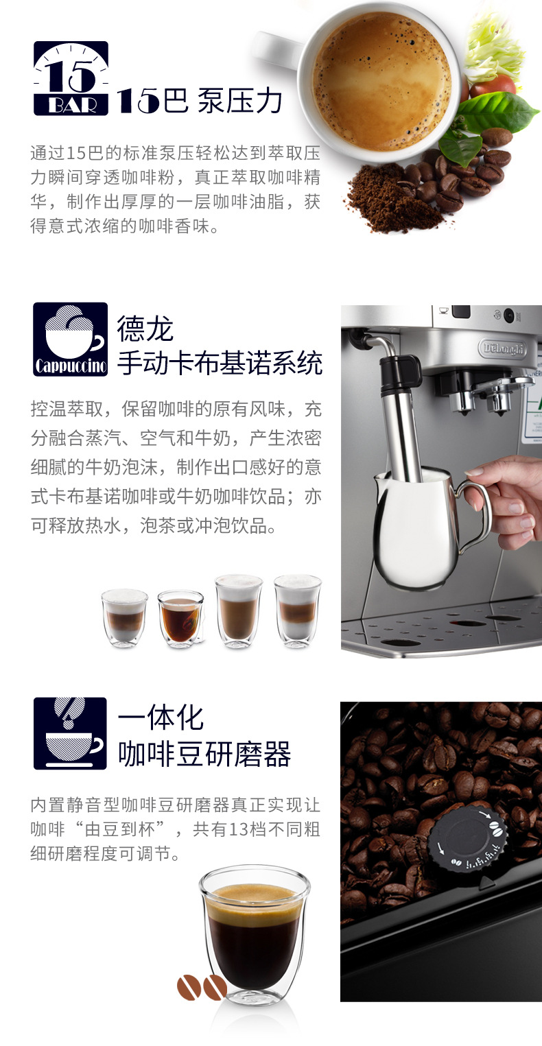 意大利Delonghi德龙咖啡机ECAM22.110.SB家用全自动 现磨咖啡机示例图4