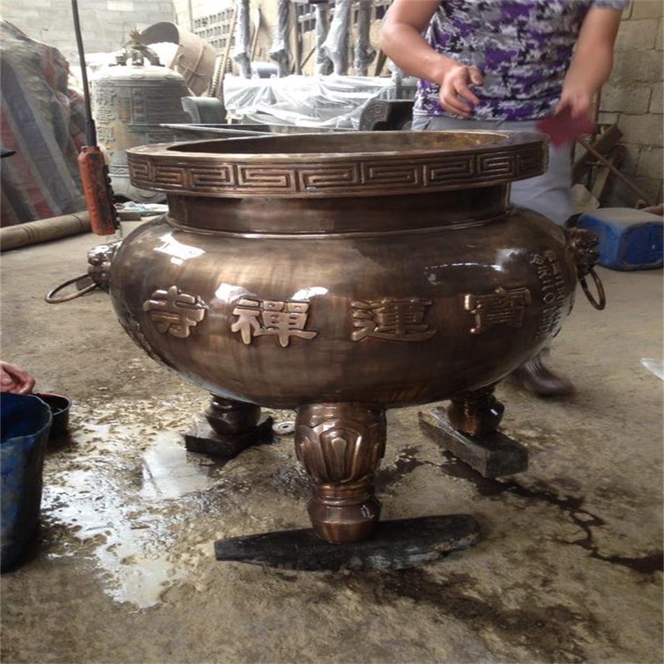 创飞工艺品厂 铸造铸铜圆形香炉 圆形带盖香炉报价