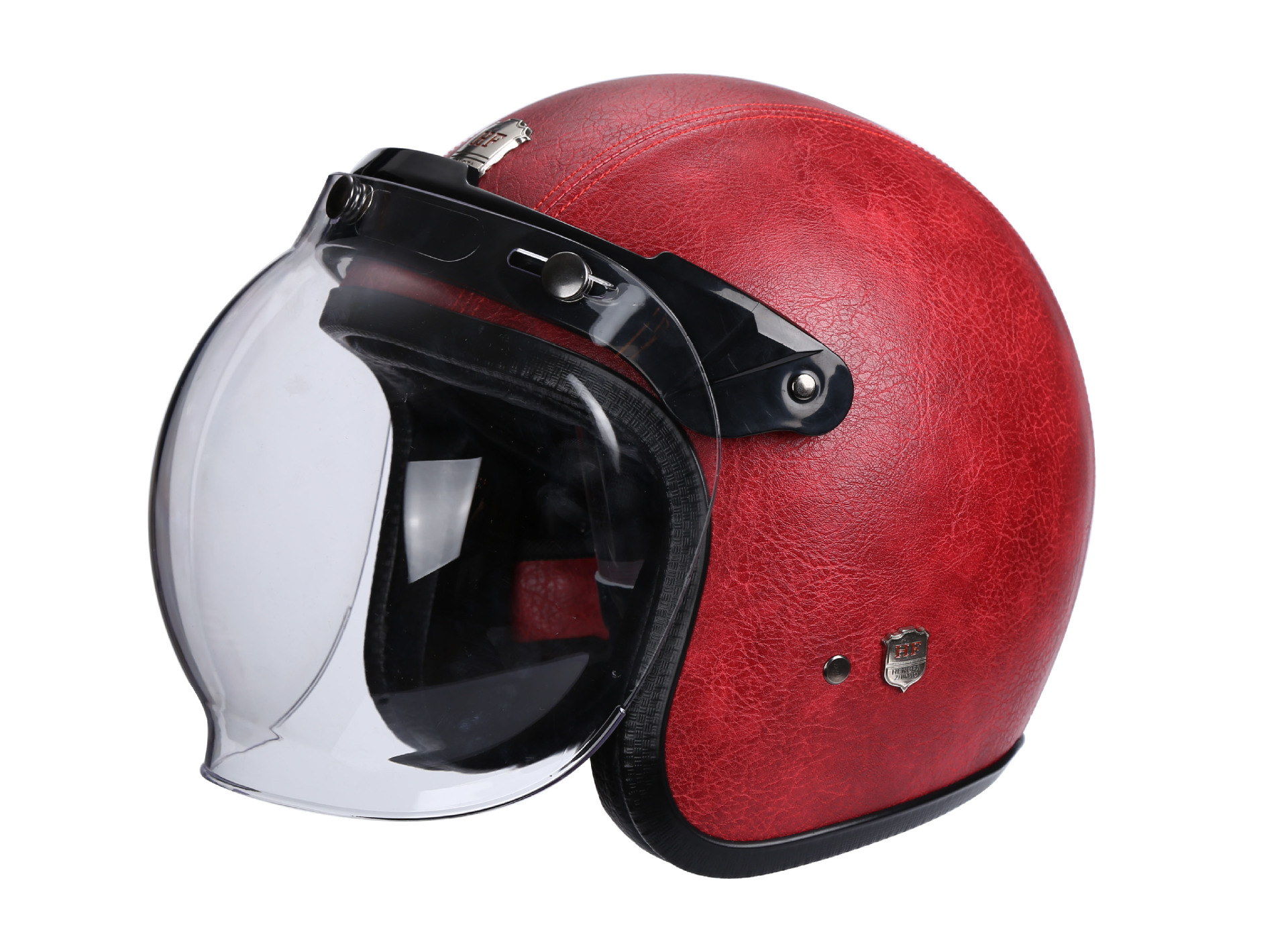 厂家手工包皮哈雷复古摩托车头盔皮盔 男女通用电动车骑行安全帽示例图14