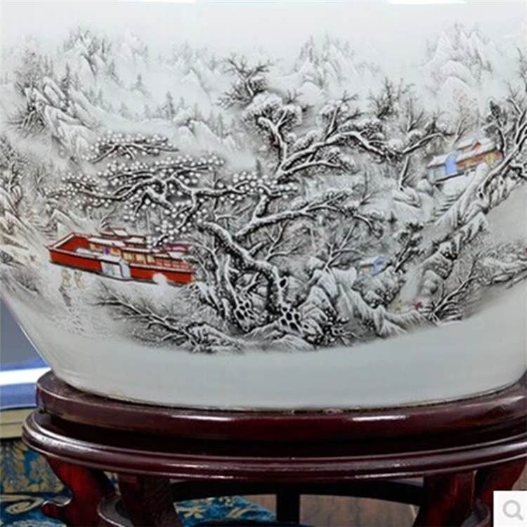 手工绘画陶瓷缸 手绘风水陶瓷风水缸现货供应 亮丽陶瓷