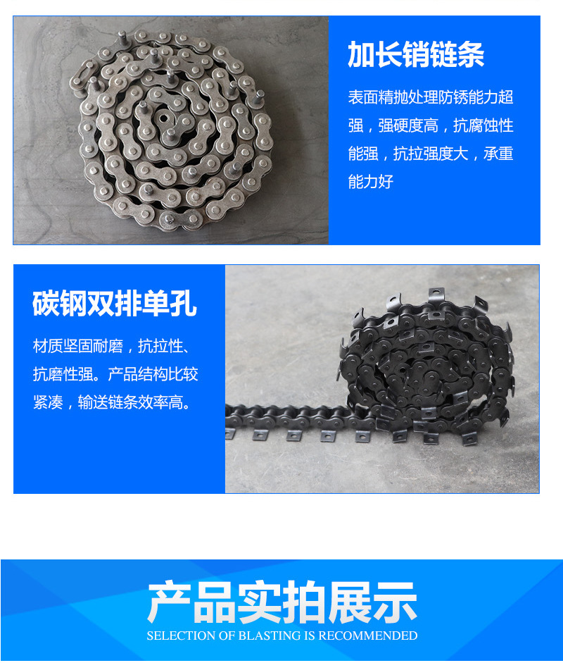 直销碳钢40锰工业双排链条 输送机械传送链条 大滚珠传动滚子链示例图4