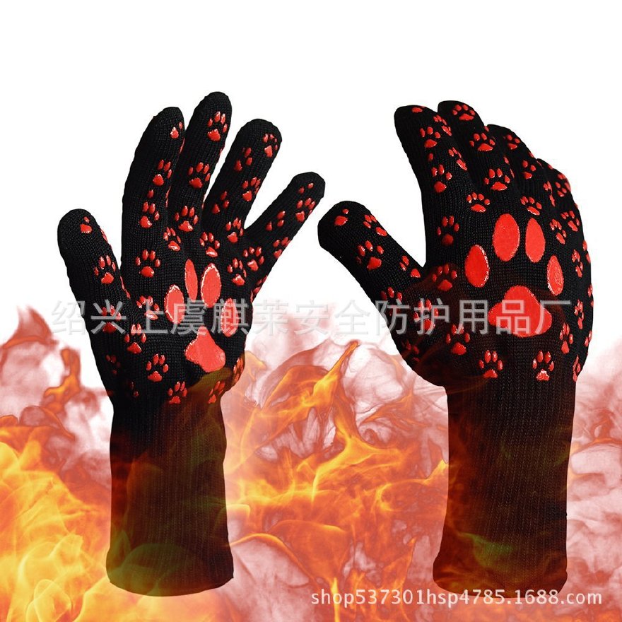 定做防烫微波炉烘焙防火手套，耐高温500度隔热BBQ芳纶硅胶手套示例图1