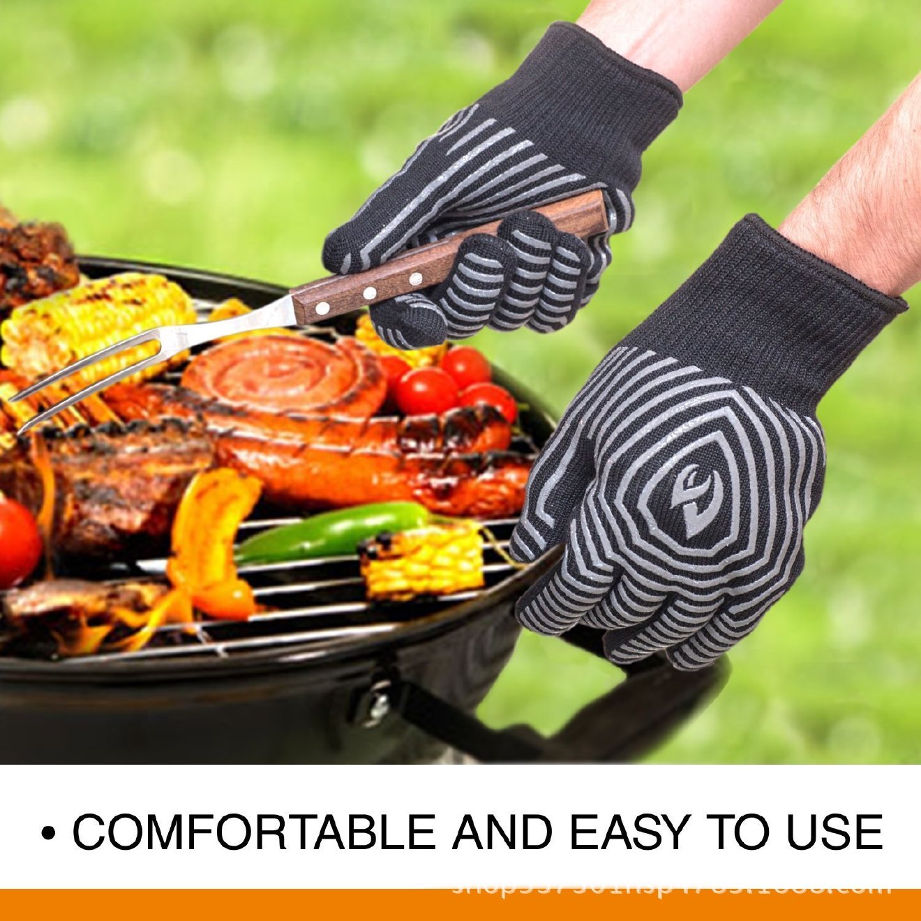 芳纶耐高温手套，300-500度厨房微波炉手套，BBQ烧烤烤箱手套示例图5