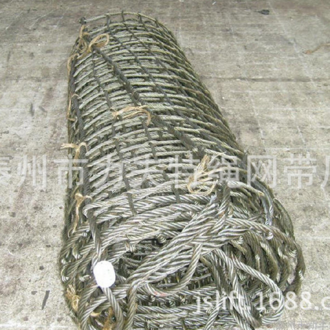 钢缆吊货网 尼龙吊网 钢丝吊装网兜 石头装卸钢丝绳网示例图10