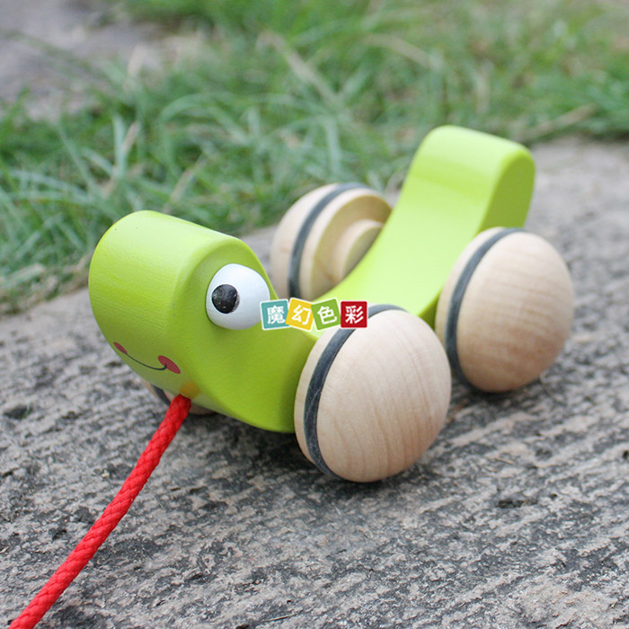 儿童婴幼儿益智木质玩具早教 学习类玩具拖拉蜗牛拉力动物玩具示例图10