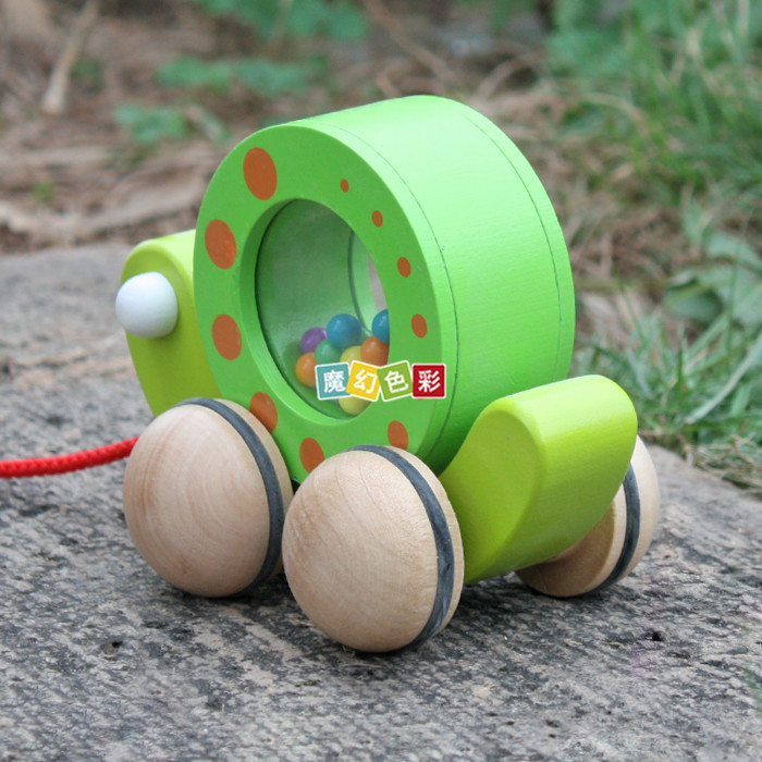 儿童婴幼儿益智木质玩具早教 学习类玩具拖拉蜗牛拉力动物玩具示例图5
