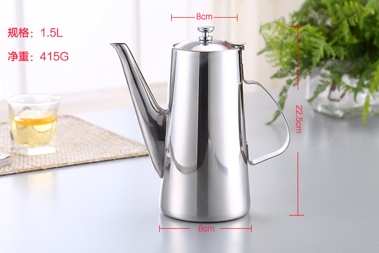 厂家直销新款家用不锈钢凉水壶 多功能加厚长嘴泡茶壶 咖啡冷水壶示例图7