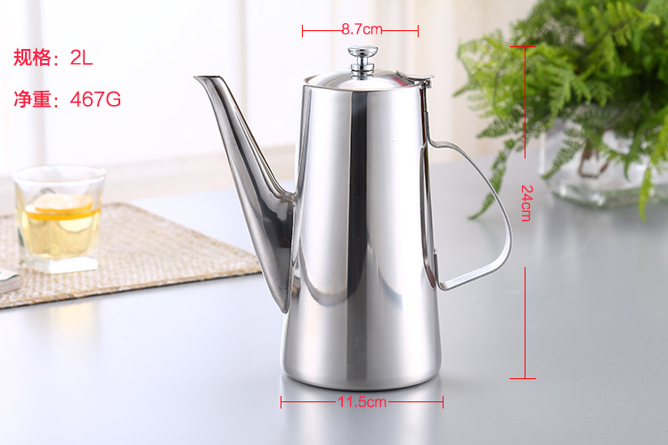 厂家直销新款家用不锈钢凉水壶 多功能加厚长嘴泡茶壶 咖啡冷水壶示例图8