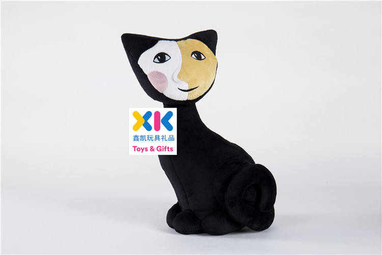 精致形象变脸猫公仔双色坐姿猫抱枕人脸猫娃娃珠海毛绒玩具生产厂家定制4