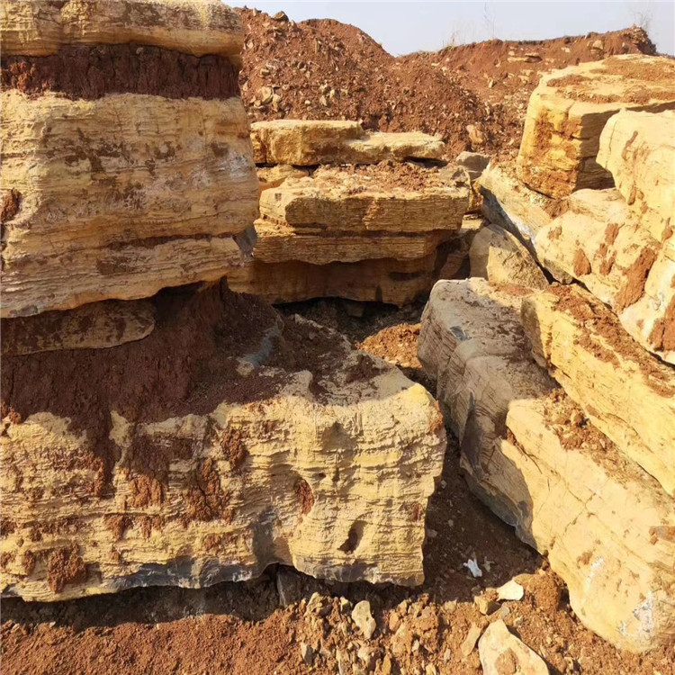 千层石矿山开采销售 场地大量现货黄色千层石 通货批发 千层石价格和产地4