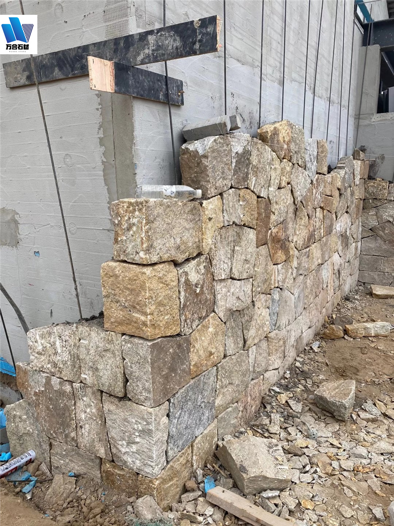 板岩、文化石 厂家批发老石条垒墙石 景墙护坡石格低 碎拼块石4