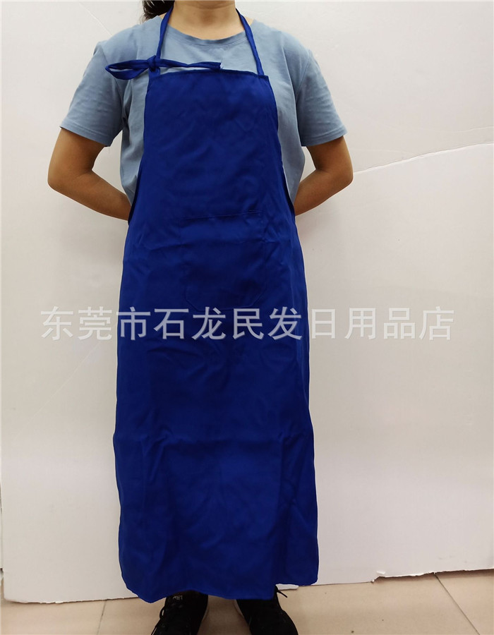 厂家直销供应成人长款蓝色棉布防污防尘围裙工厂劳保家用围裙3