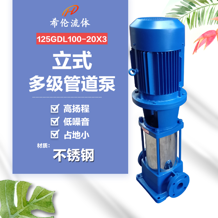 立式不锈钢管道泵 多级高扬程增压泵 上海希伦牌 酿酒厂用 125GDL100-20X32
