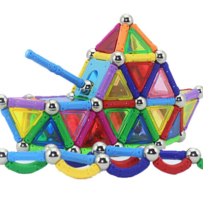 *热卖一件代儿童玩具磁性积木智博乐磁力棒320件桶装加车盘2