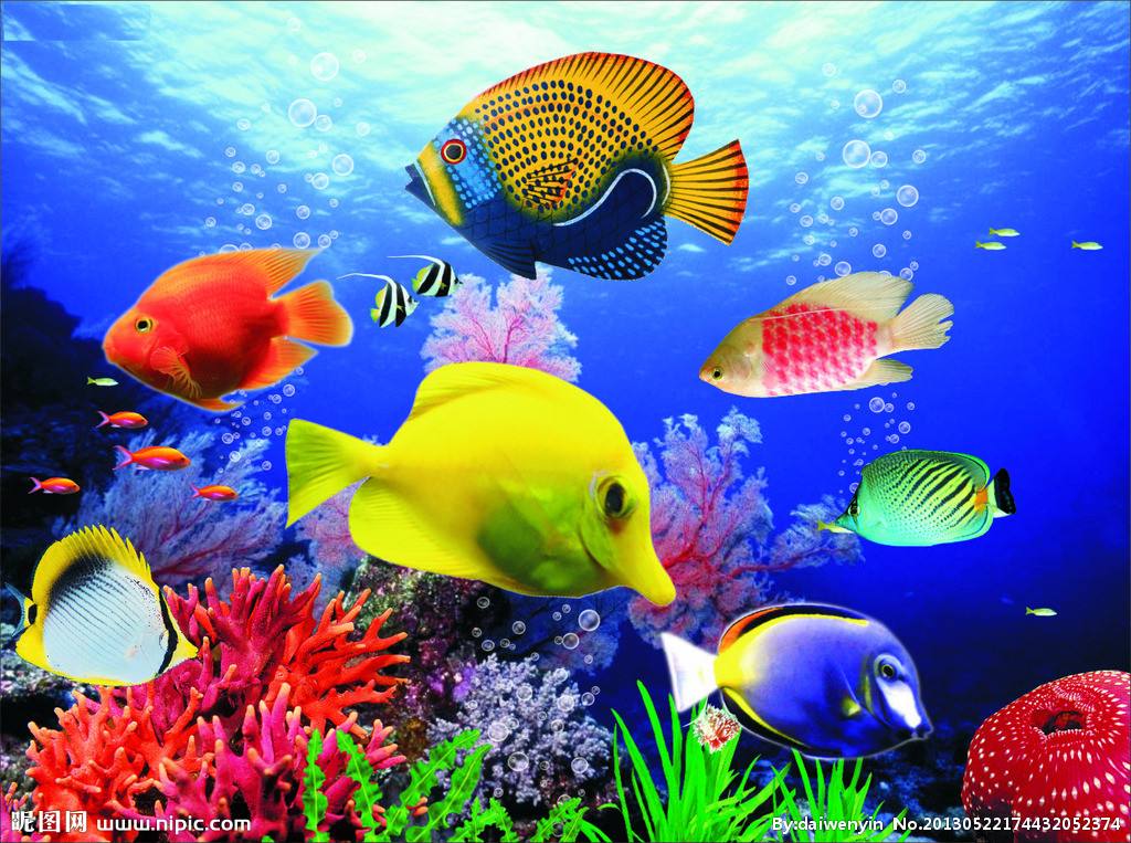 海底世界景观雕塑 定制玻璃钢彩绘鱼群雕塑 海洋馆布景雕塑 海南雕塑厂