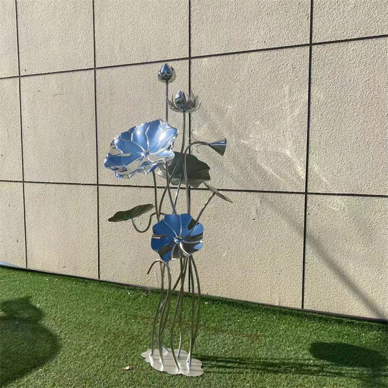 金属花朵水景摆件 永景 镜面 不锈钢荷叶荷花雕塑定制 景观雕塑2