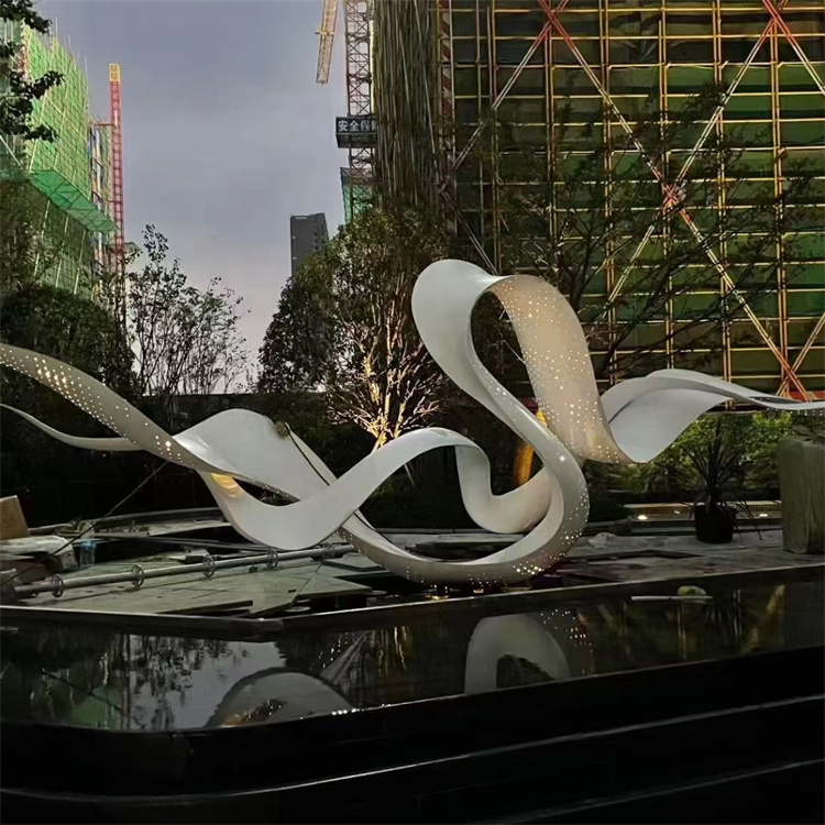 不锈钢扭曲雕塑 永景雕塑 抽象镂空发光飘带景观园林摆件 大型1
