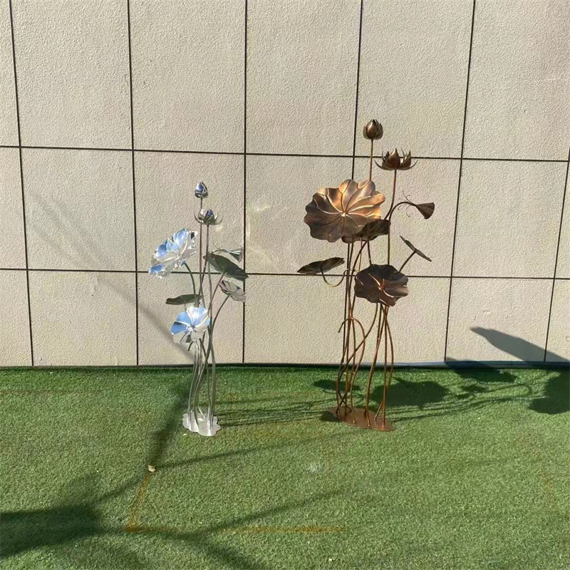 金属花朵水景摆件 永景 镜面 不锈钢荷叶荷花雕塑定制 景观雕塑3