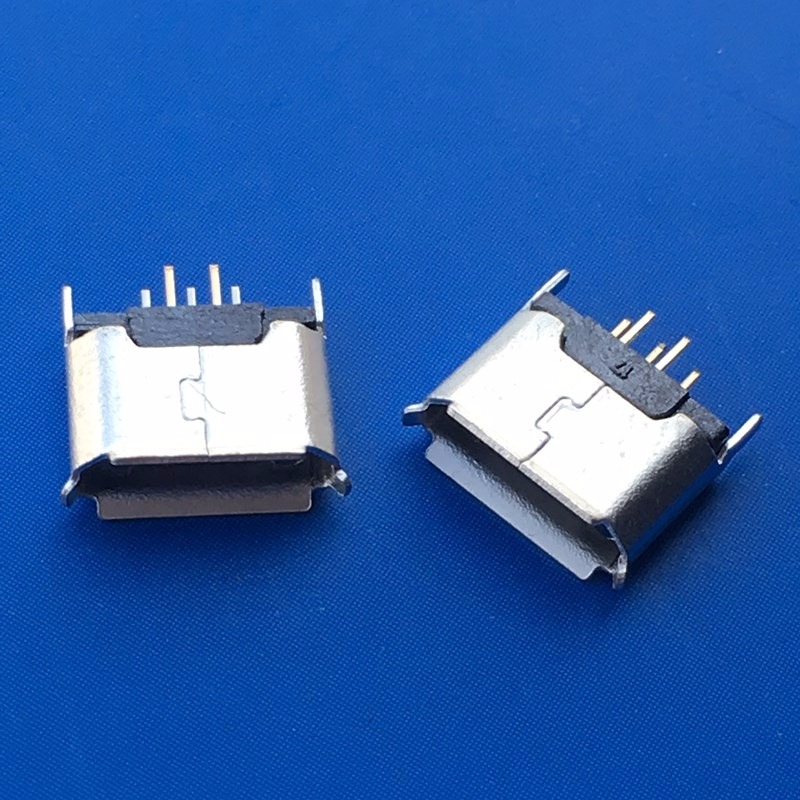 USB立式插板 雾锡 180度母座5P 竖插 B型直插 卷边直边 MICRO1