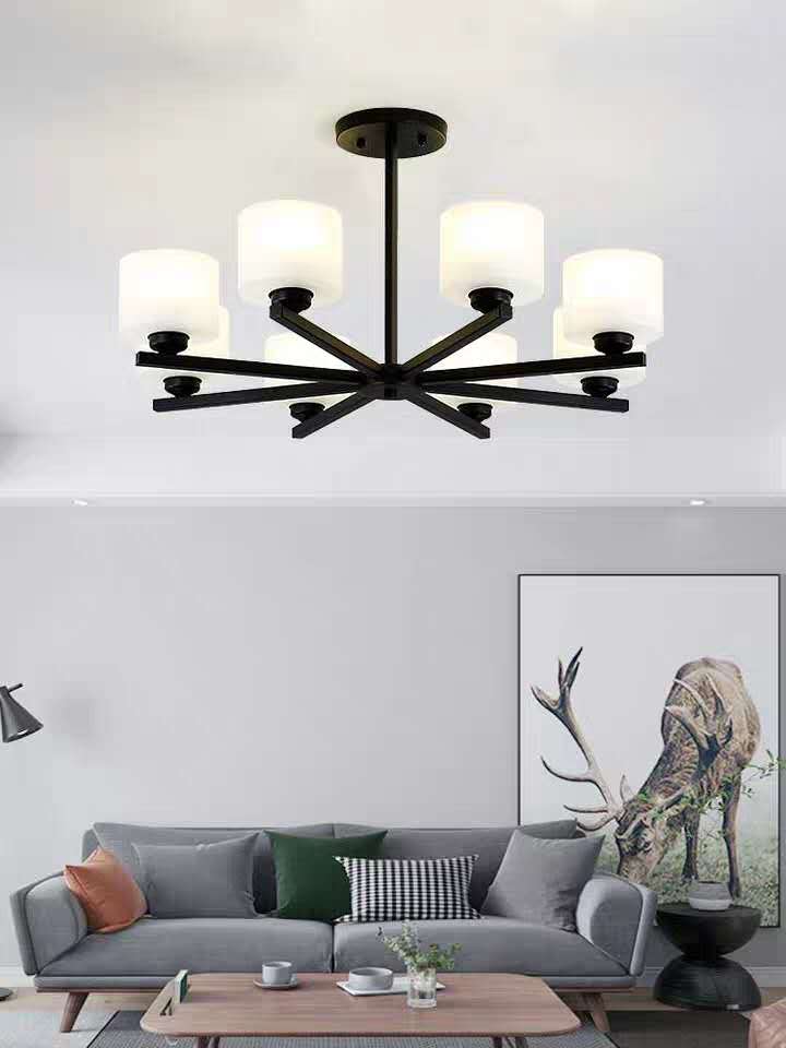 美式现代简约轻奢客厅大气复古吊灯5507单灯罩 其他室内灯具5
