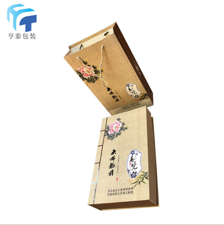 纸质食品包装茶叶包装礼盒手提袋 可定制大佛龙井茶叶盒 亨泰厂家直销1