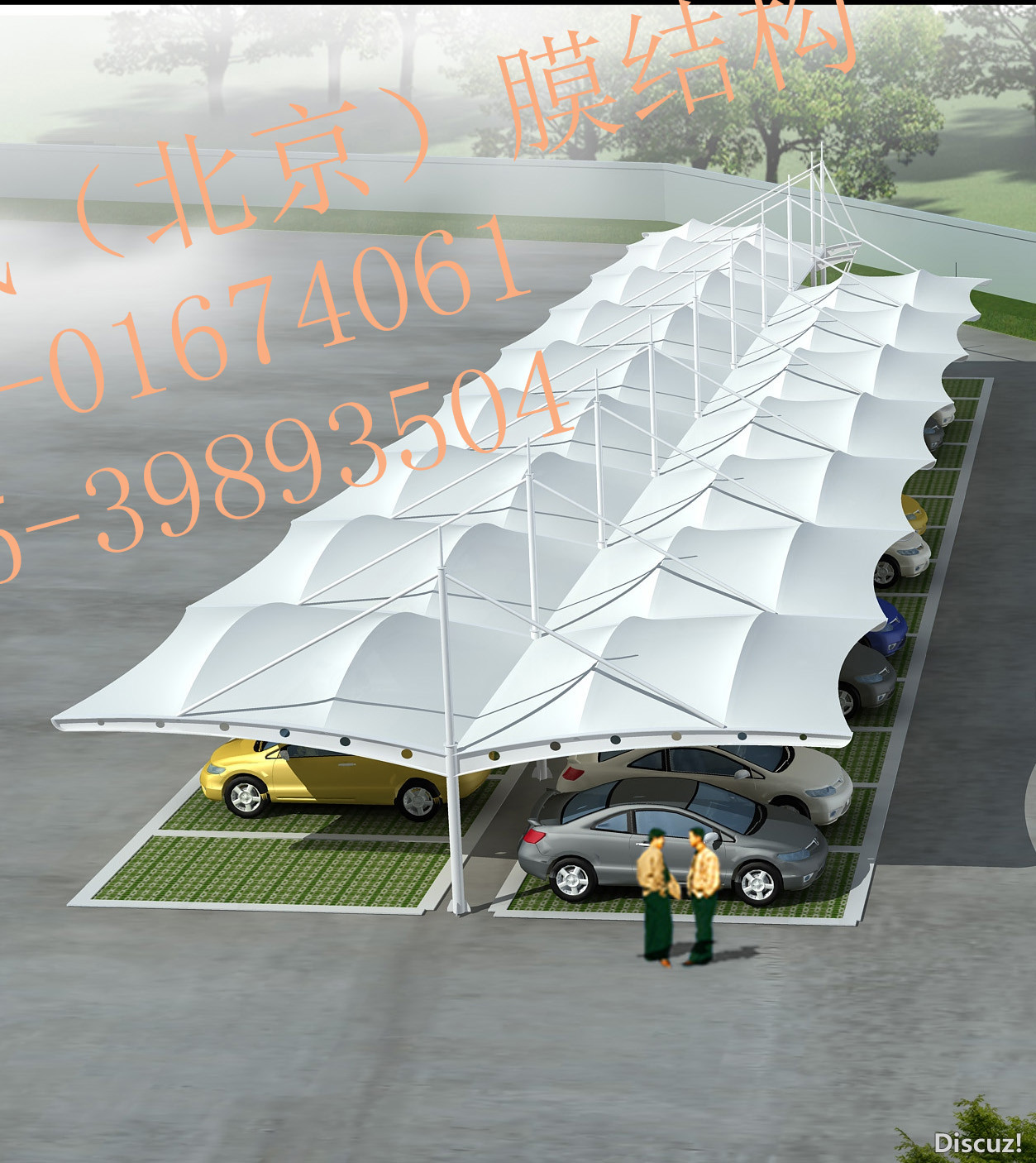 邯郸膜结构车棚 张拉膜雨棚设计 钢结构、膜结构3