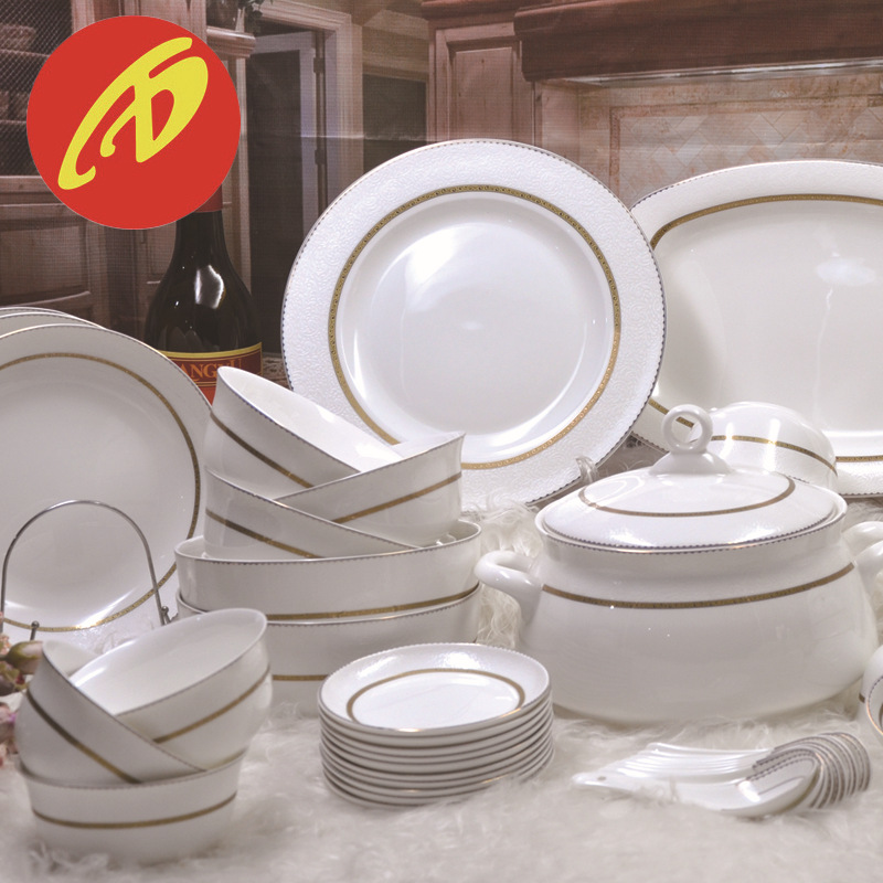欧式浮雕骨瓷餐具套装 批发50头 欧式方形碗碟盘陶瓷餐具礼品
