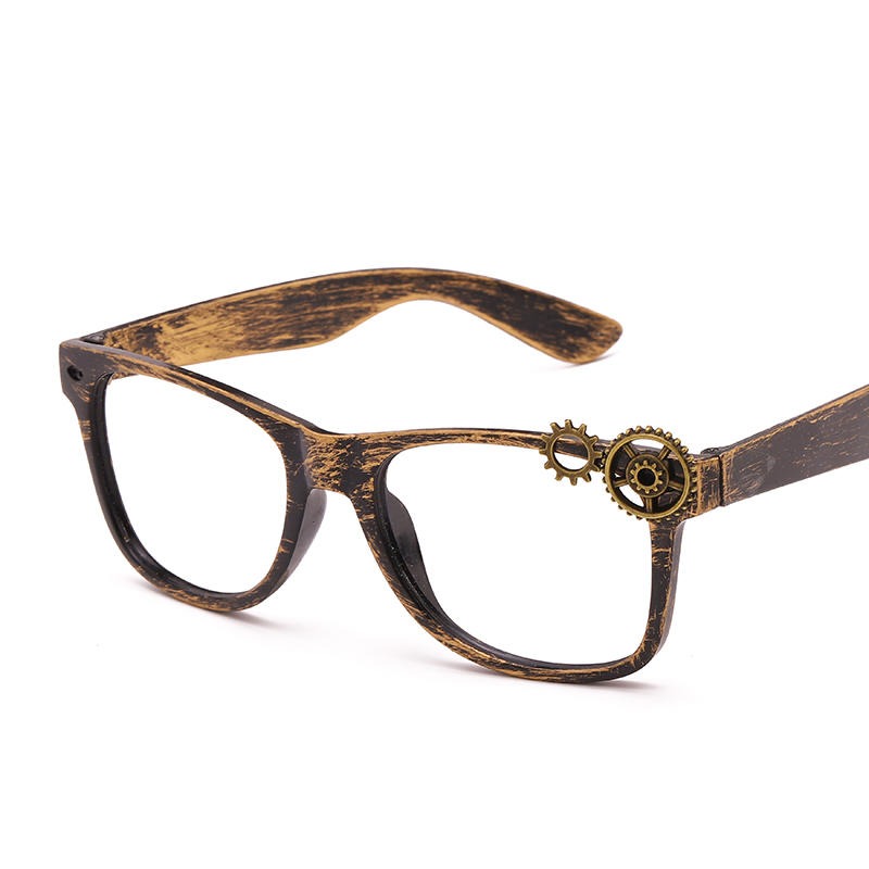 欧美新款柳钉蒸汽朋克眼镜大框仿古眼镜古铜色圆框墨镜厂家订制3